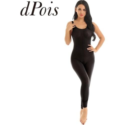 Women Ladies Sexy One Piece See Through Sheer Lingerie Sleeveless Scoop Neck Zipper Crotch Smooth Tank Leotard Catsuit Bodysuit