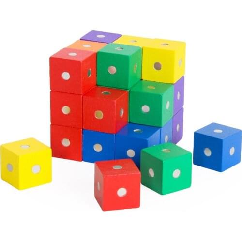 10pcs Magnetic Cubic Volume Wood Children Magnetic DIY 3D Model Building Blocks For Kids Educational Math Toys Christmas Gifts