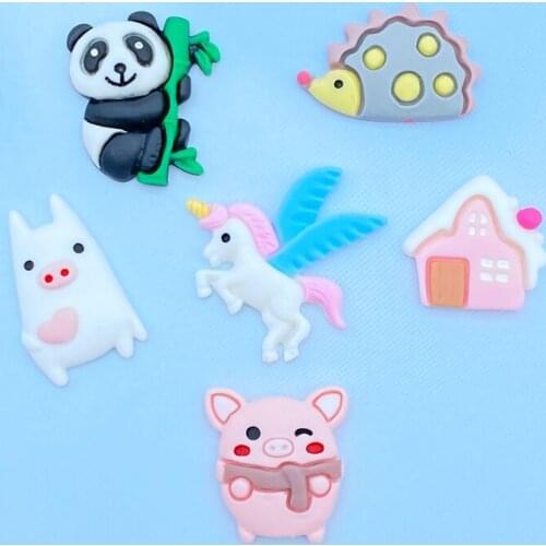 10Pcs New Cute Resin Mini Mixed Cartoon Animal Flat Back Cabochon Scrapbook Kawaii DIY Embellishments Accessories L50