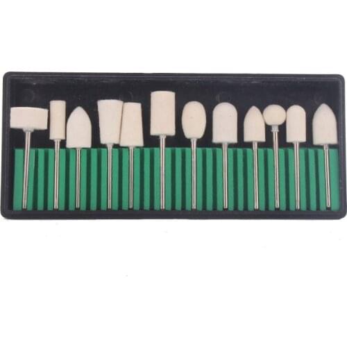 12pcs/Set Wool Scrub Stone Nail Art Drill Bit Set Replacement Grinding Sanding Head s Manicure Tools Pedicure Kit