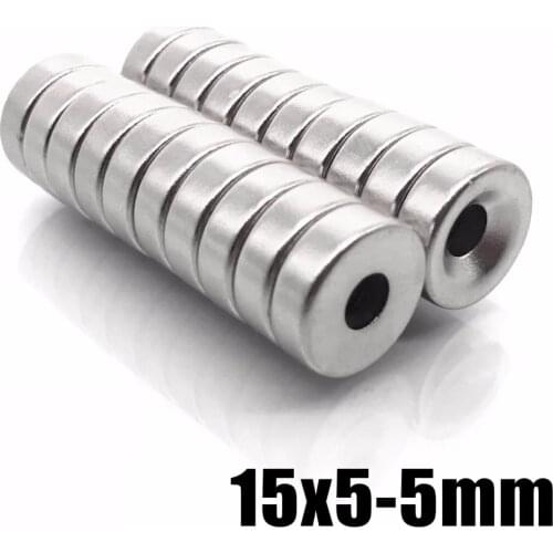 20PCS 15x5 Super Strong Round Neodymium Countersunk Ring Magnets 15 mm x 5 mm Hole: 5 mm Rare Earth N35 Neodymium 15*5