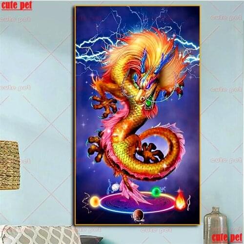 Diamond Painting Color golden dragon Full Diamond Embroidery Pattern Rhinestones Decor Needlework DIY Mosaic myth Cross Stitch