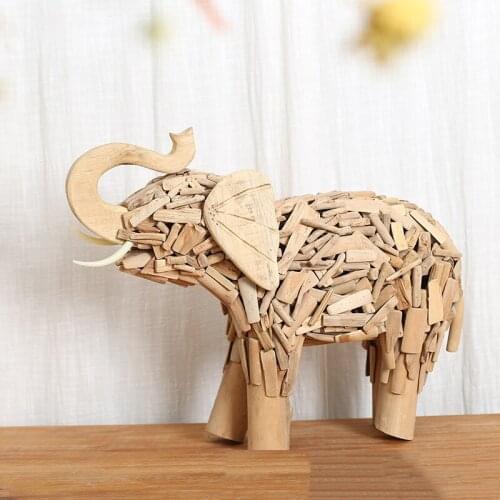 American rural creative gifts wooden elephant handicraft Southeast Asian style creative home soft decoration pieces