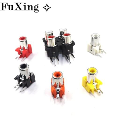 10PCS AV Socket AV-8.4-5 BLACK Single-Hole RCA Female 2 Pins Jack Outlet Board Black AV Concentric Socket Lotus Socket 4 Holes