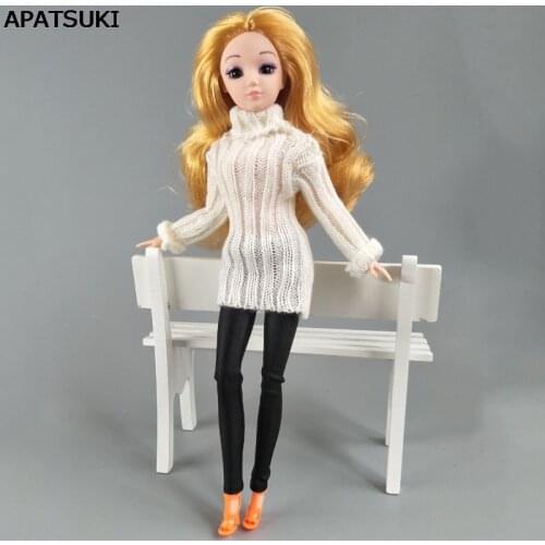 White Knitted Woven Handmade Tops Clothes Sweater For Barbie Doll Pants For 1:6 Doll Gifts Kids Toy 1/6 Doll Accessories