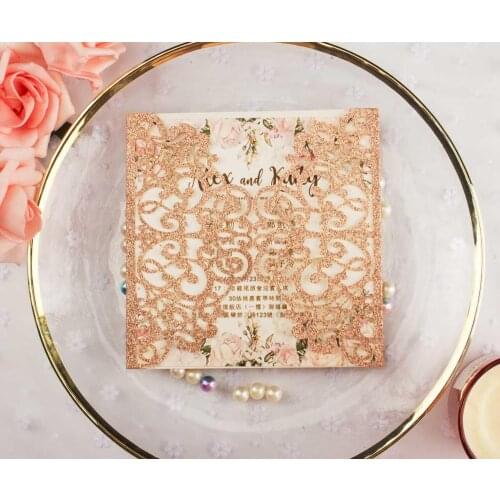 Free Shipping 1X burgundy Navy blue Laser cut envelope Pocket Wedding Invite Invitation Card wedding invitations gem diamond