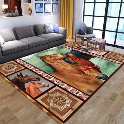 Horse Pattern Large 3D Carpet For Home Living Room Animal Printed Area Rug Bedroom Sponge Bedside Mat Entrance Door Mat Washable