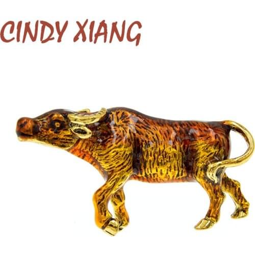CINDY XIANG Enamel Cow Brooch Women And Men Unisex Brooches Animal Design Bull Year Fashion Accessories 2 Colors Available