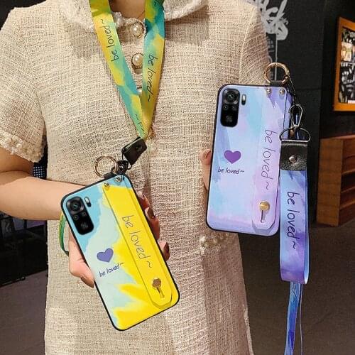 Wrist Strap Phone Case For Redmi Note 9 Pro Cases with Lanyard Neck For Xiaomi Redmi Note 10 7 8 pro 9S 9 Pro Max Mi9 9t Poco X3