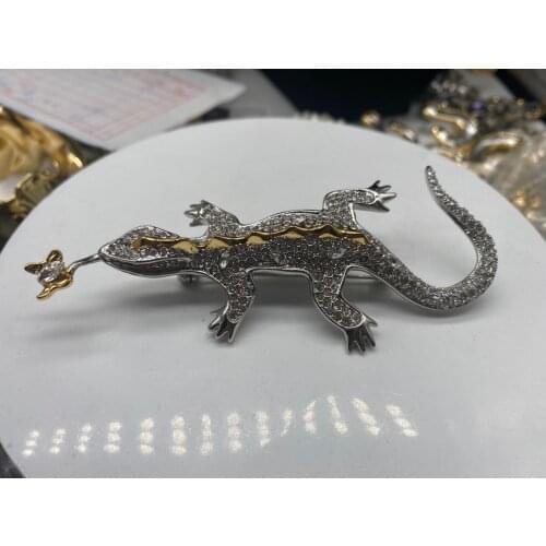 European and American gecko diamond brooch womens fashion luxury jewelry