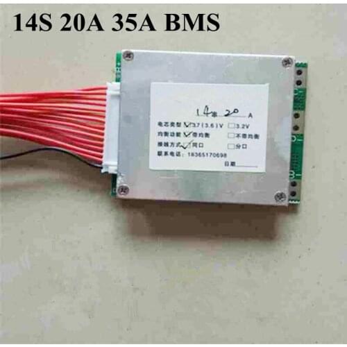Customized 14s 51.8v 20A Bms Li-ion 30A E-bike Battery Bms 48v 25A Pcm Battery Protection Board 52v Lithium Polymer Battery BMS
