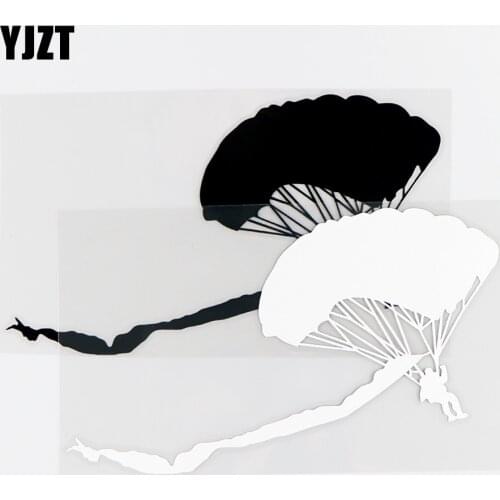 YJZT 16.7×10CM Interesting Extreme Parachute Sports Vinyl Car Sticker Decal Decor Black / Silver 10A-0545