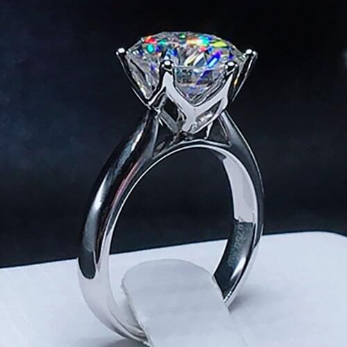 18K Au750 White Gold Women Wedding Party Engagement Ring 1 2 3 4 5 Carat Round Moissanite Diamond Ring Crown Trendy Classic Gift