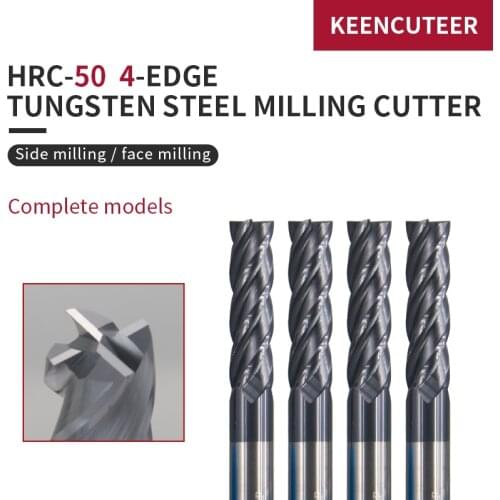 Tungsten Steel End Mill 1mm-12mm 4 Flute HRC50 Straight Shank Milling Cutter Alloy Coating Carbide Lathe tools CNC Machines