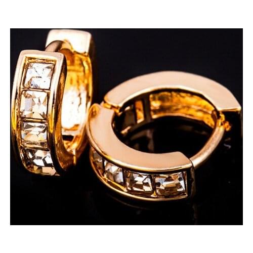 Korean Creative Inlaid Zircon Round Hollow Earrings for Women Statement Ear Jewelry Gifts