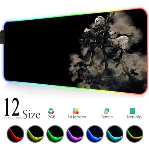 Nier Automata Mousepad Anime Rgb Mouse Pad Led Carpet Mouse Xxl Laptop Gaming Setup Play Mats Backlit Mat for Computer Go Game