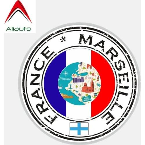 Aliauto Creative Funny Car Sticker France Marseille Flag Body Window Waterproof Sunscreen Anti-UV Decal Decoration,11cm*11cm