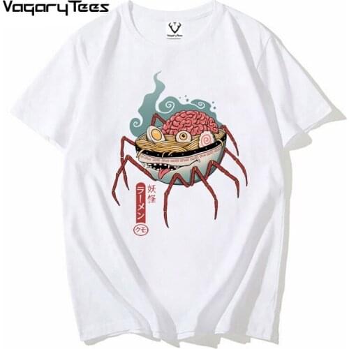 Summer Funny Yokai Ramen Men T-Shirt Cool Japan food Ramen Noodles Printed Hipster Graphic Tshirt O Neck Casual Tee Tops
