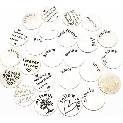 Mix 10pcs/lot Stainless steel 22mm large silver window plate floating plate for 30mm floating locket diy Glass Lockrt