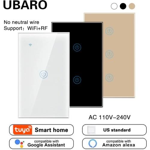 UBARO 118Type Crystal Glass Tuya Smart Home Wifi Switch Google Assisitant Alexa Voice Control Wal Switches 1/2/3 Gang Ac100-240V