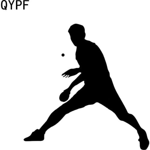 QYPF 13.4*13.5CM Fashion Lovely Table Tennis Sport Stickers Pattern Decor Car Modelling Stickers Vinyl C16-1341