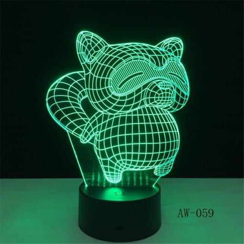 Cartoon Fat Civet Cat Shape Table Lamp 3D Bedroom Office Home Decor Lighting 7 Colors Change Night Light Child Holiday Gifts 59
