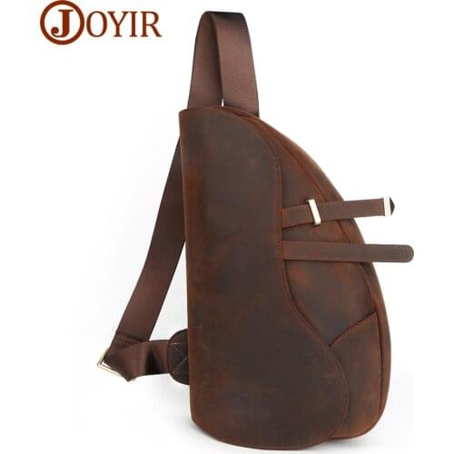 JOYIR Genuine Leather Shoulder Bags for Men Chest Bags Multifunction Crossbody Bag Vintage Cowhide Chest Packs Daypacks New
