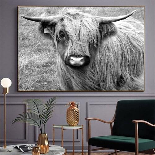 Wall Art Freedom Highland Cow Print and Poster Cattle Canvas Art Paintings for Living Room Decor Yak Wall Art Home Decoration