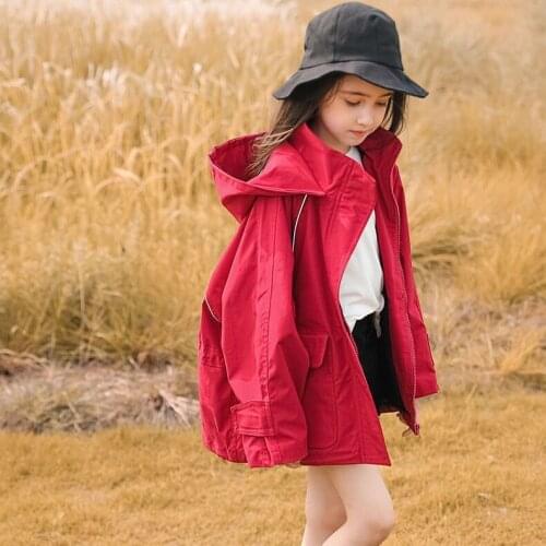 2021 New Girls Clothes Spring Loose Jackets Sisters Casual Hooded Coat Thin Autumn Cool Pockets Female Children Clothing Tops
