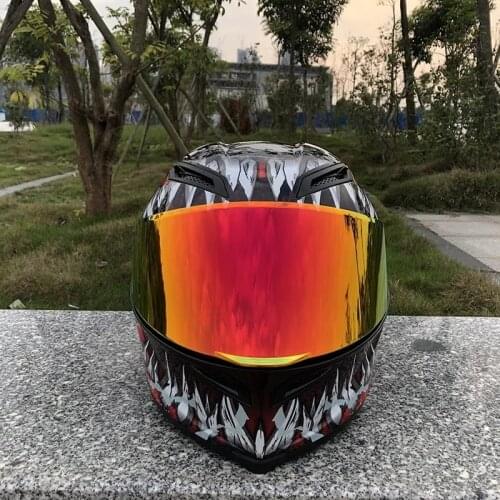 New arrival Venom Helmet Full Face Motorcycle Single Lens Racing Helmet With Big Spoiler Gold Visor Safety Hat