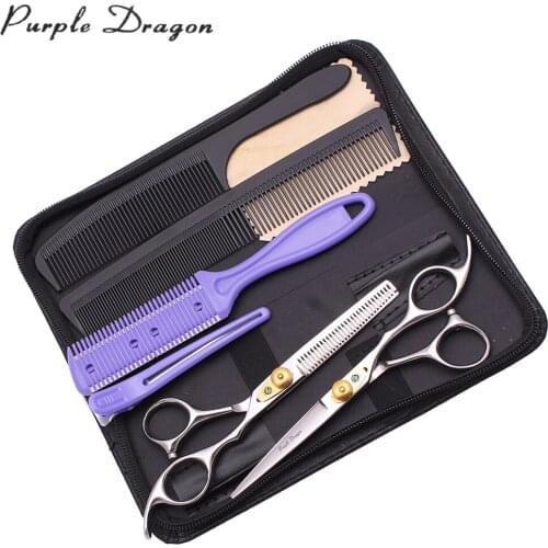 Scissors Hair Barber 6" Purple Dragon JP Steel Beauty Cutting Scissors Hair Thinning Shears Add Case Professional Scissors 1025
