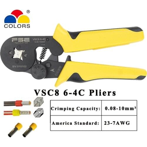 Crimping tools pliers VSC8 6-4C 0.08-16mm2 26-5AWG for tube type needle type terminal manual adjustable tools