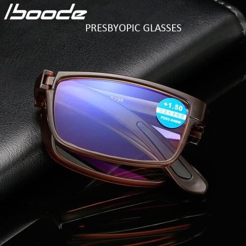 Iboode Folding Reading Glasses Men Women anti-blue Ray Hyperopia foldable Retro Eyeglasses Diopter +1.0 1.5 2.0 2.5 3.0 3.5 4.0