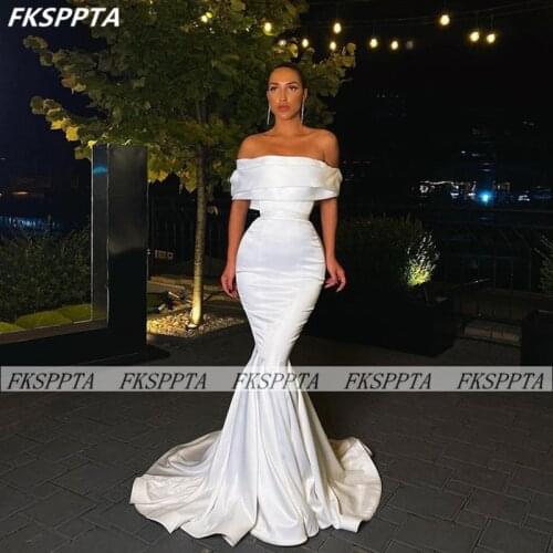 Off The Shoulder White Long Prom Dresses Corset Sweep Train 2021 Mermaid Occasion Party Formal Gowns For Prom Plus Size