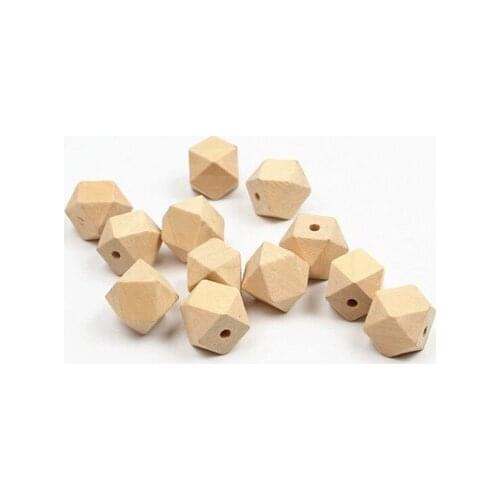 SANSHOOR Octagon Natural Wooden Beads Geometric DIY Jewelry Accessories 100pcs