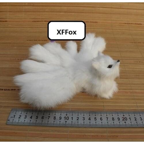 Cute real life white fox model plastic&furs simulation nine-tails fox doll gift about 20x8cm xf1775