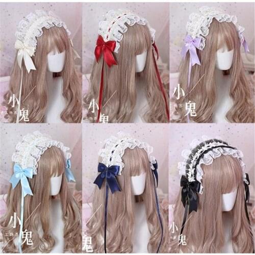 Sweet Lolita Retro KC Headband Female Lace Trim Bowknot Headwear Cosplay Hairpin Accessories B536