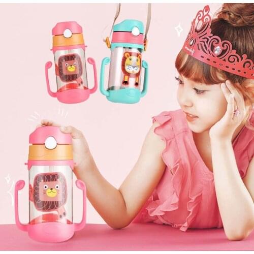 400ml Shock-resistant Baby Sippy Cups Kids Drinking Bottles Infant Children Learn Drinking Dual Handles Straw Juice Slid Feeding