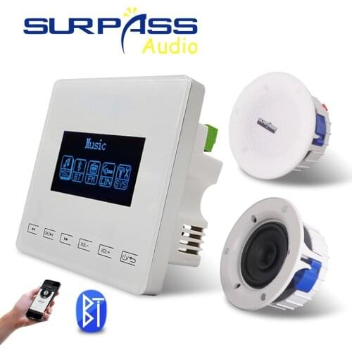 2.58" Home Bluetooth Board Hifi Audio Amplifier Power 15W FM USB Background Music Ceiling Speaker Kit Digital Amp for Bathroom