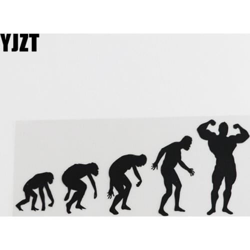 YJZT 16.4CMX6.9CM Evolution Of Man Gym Bodybuilding Body Vinyl Car Sticker Black/Silver 8A-0405