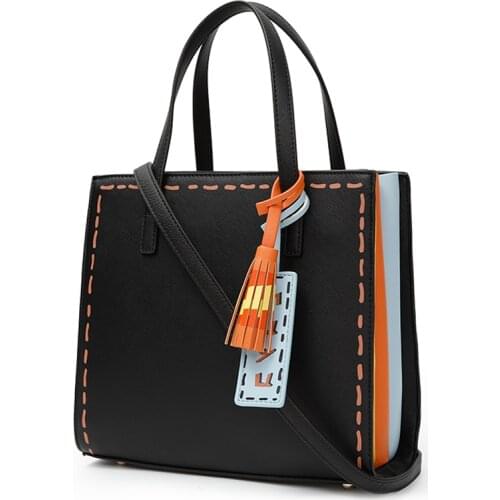 Women Bags Leather Patchwork Handbags Girl Shoulder Bag Messenger Bag Female Totes Braccialini Style Handmade Art Contrast Color