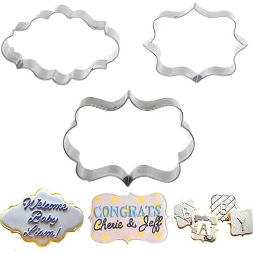 1/3Pcs Sugar biscuit mold Plaque Cutter Cookies Frame DIY Cake Oval Square Rectangle Fancy Stainless Cookie Mold