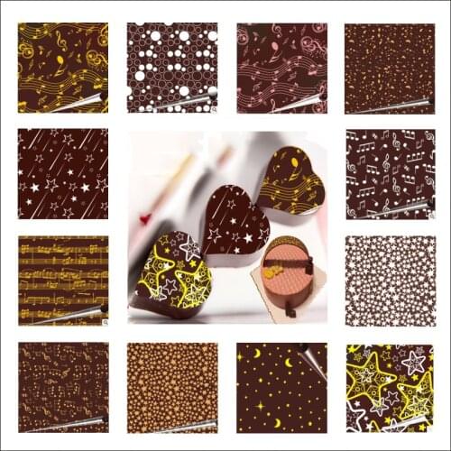 10/20/50Pcs Food Safety Level Multi-Pattern Transfer Paper Chocolate Transfer Paper Sheet DIY Baking Baking Decorative Printing