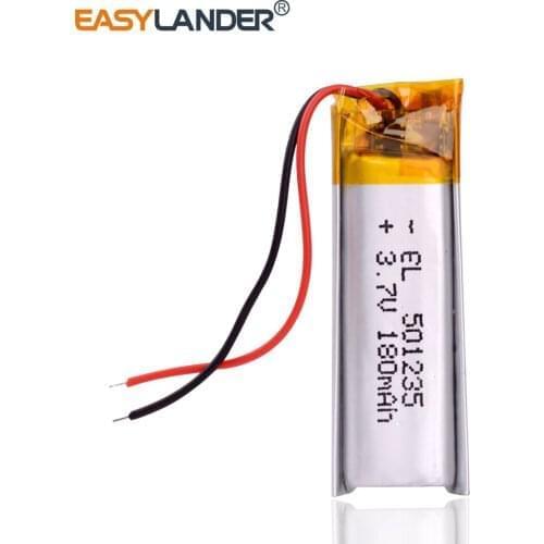 10pcs/Lot 3.7V 180mAh 501235 Rechargeable li Polymer Li-ion Battery For bluetooth headset mouse Bracelet Wrist Watch 051235