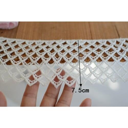 10 Yard/Lot DIY handmade cotton lace trim clothes accessories embroidery fabric decoration Beige white7.5cm wide