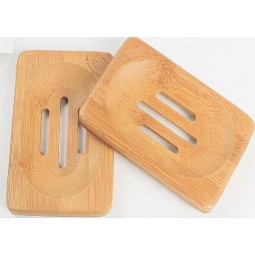 100PCS Natural Bamboo Wooden Soap Dish Wooden Soap Tray Holder Storage Soap Rack Plate Box Container for Bath Shower Bathroom