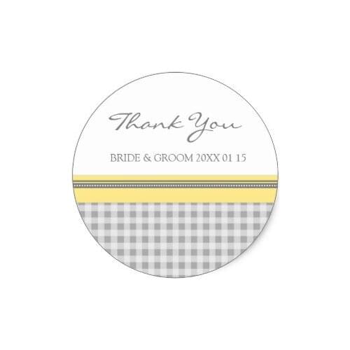 3.8m Grey Lemon Gingham Thank You Wedding Favor Tags