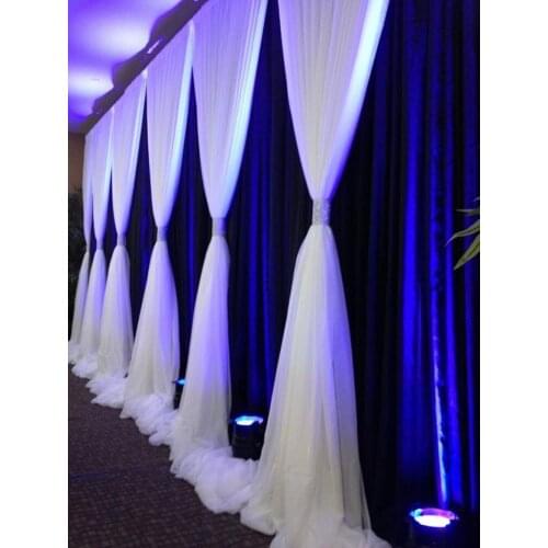 3m*6m royal blue Wedding Backdrop with white Volie Valance Wedding Stage Backdrop Photography Background Draping Swags Curtains