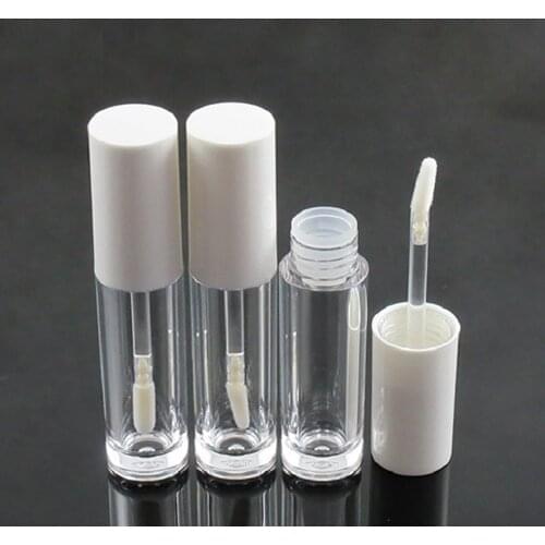 5 Pieces Empty Lip Gloss Tubes Mini Refillable Cosmetic Container and Plastic Sample Vials White Cap DIY Tool Fashionable