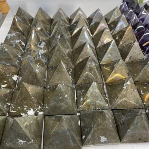50mm Natural Chalcopyrite pyramid crystal pyramid healing fengshui crystals